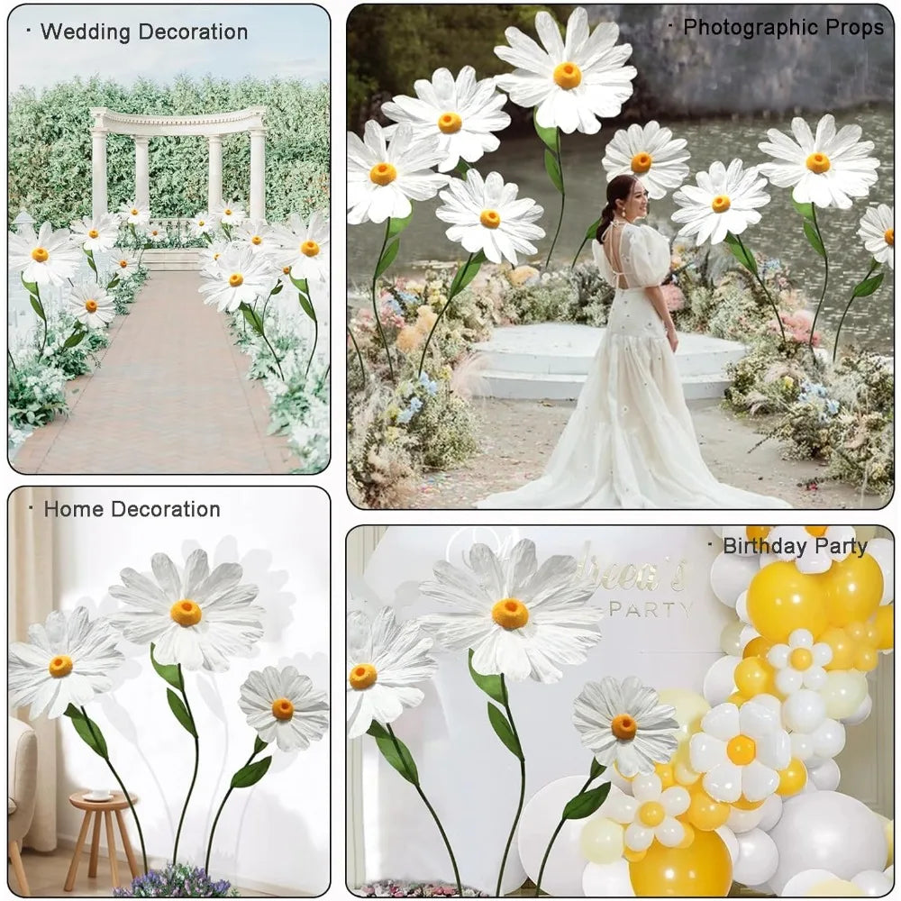 Daisy Flowers Artificial 5.9 Ft Giant Paper Flowers Decoration Big Flowers Decor for Birthday Party Garden Office Home Wedding