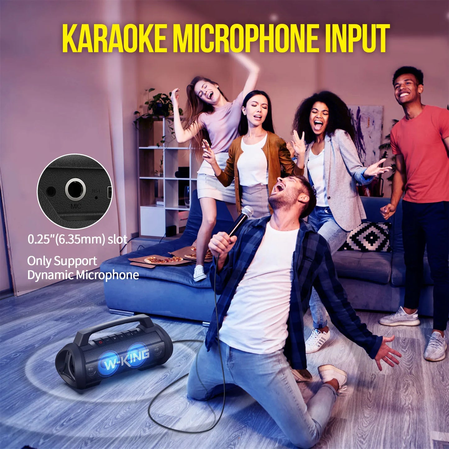 W-KING D10MIC Bluetooth Portable Speaker,70W RMS Wireless Loud IPX6 Waterproof Bluetooth Speakers with Subwoofer/Bass Boost