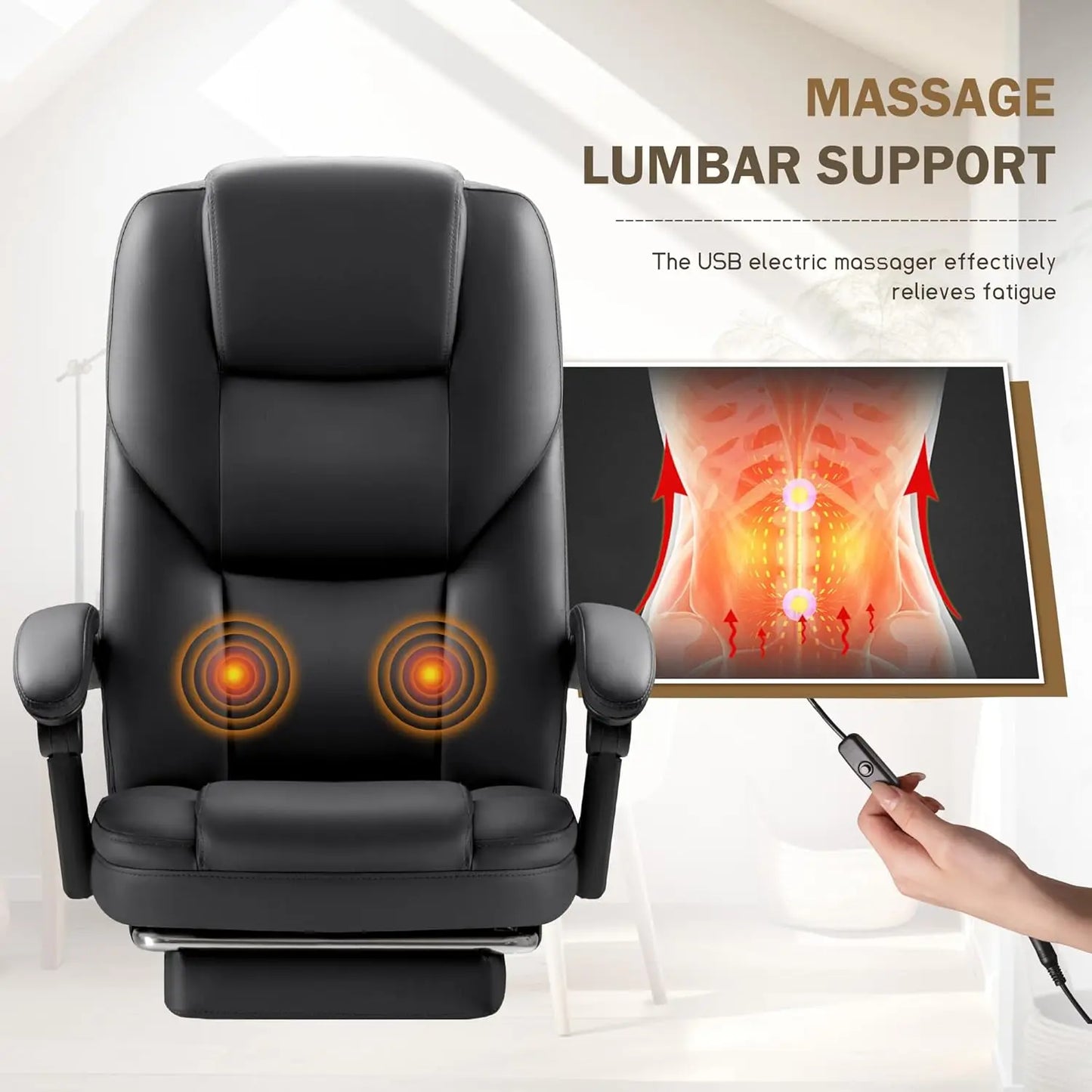 Executive Office Chair with Foot Rest Big and Tall Office Chair Ergonomic Home Office Desk Chairs Reclining High, Customized