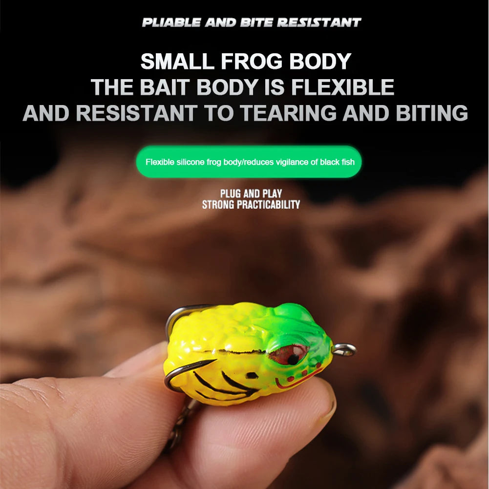 5Pcs Topwater Ray Frog Bait with Double Hooks Artificial Frog Lure Soft Ray Frog Swimbait for Saltwater Freshwater