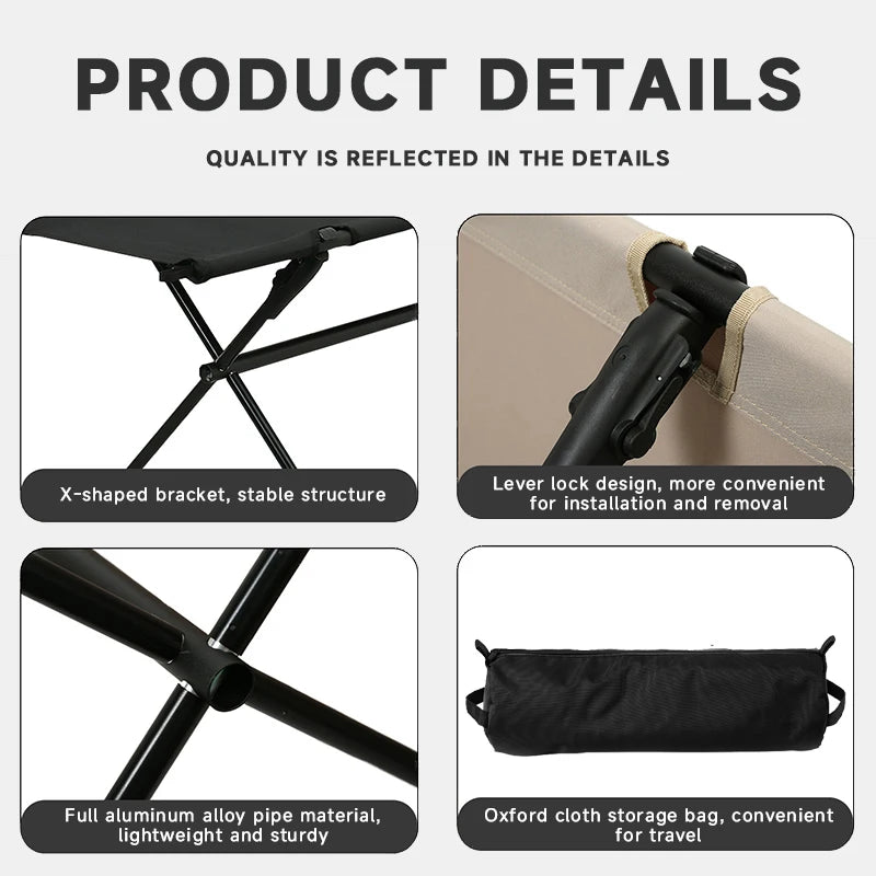 Outdoor Camping Double Folding Chair Portable Storage Bench Lightweight Reusable Picnic Seat Easy to Set up And Fold for Travel
