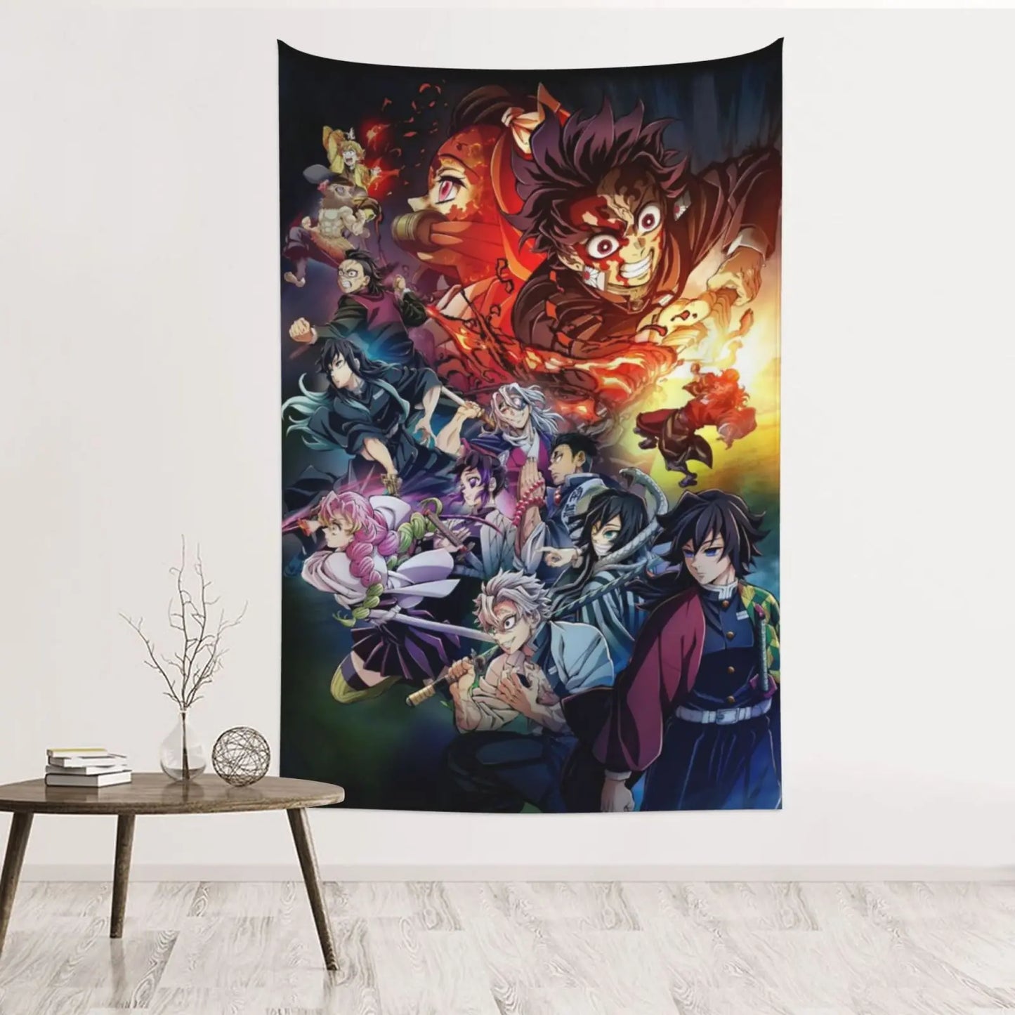 De mon Anime Slayer Wall Tapestries, Cartoon Figure Theme Poster Backgrounds, Wall Art Tapestry Home Decor For Dorm Living Room