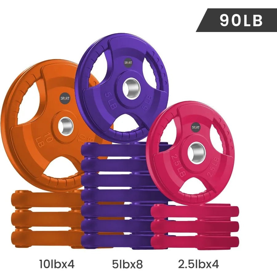 2-Inch Color Rubber Coated Grip Plate in Pairs or Single for Strength Training Weightlifting and Bodybuilding Solid Cas