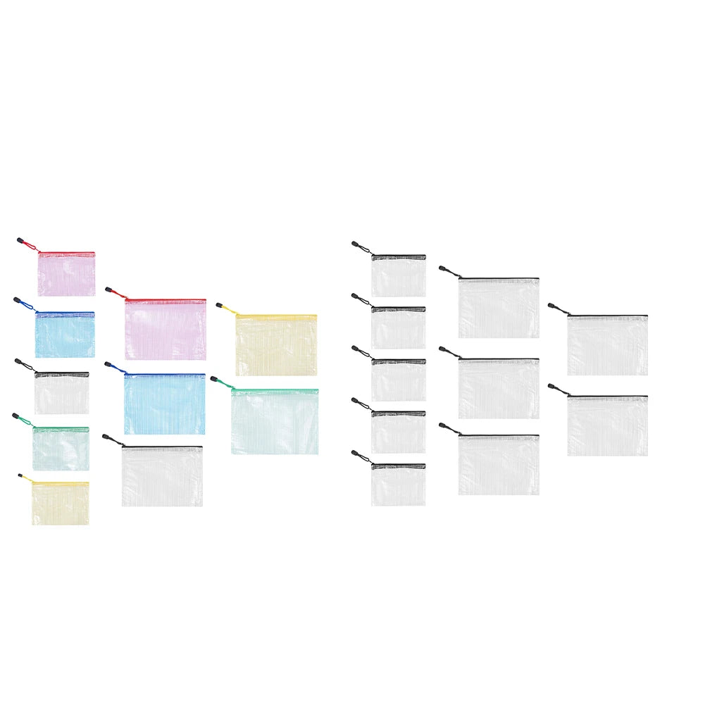 10Pcs Mesh Zipper Pouch A5 A6 Document Bag Plastic Zip File Folders for School Office Supplies Travel Storage Bags