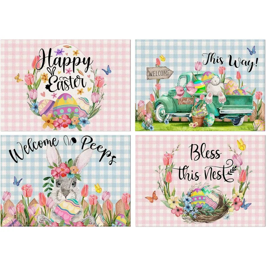 Easter Placemats Set of 4 Easter Placemats 12x18 Ih for Dining Table By Rabbit Place Mats Farmhouse Table Decor Rustic Table Ma