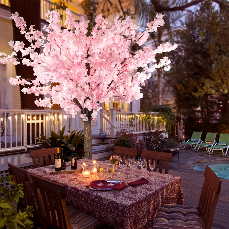 Artificial Cherry Trees Indoor Decor: Handmade Natural Fake Cherry Blossom Pink Tree Outdoor For Party Wedding Christmas