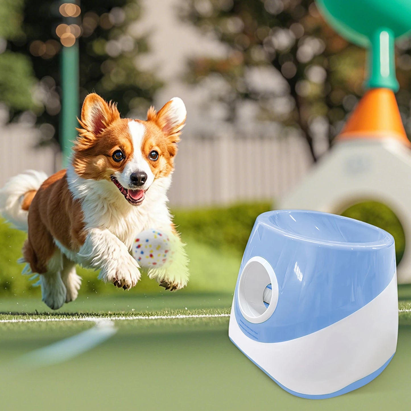 Dog Ball Thrower Launcher with 3 Tennis Balls Automatic Dog Ball Launcher with 3 Distance Ball Thrower Machine for Small Dogs