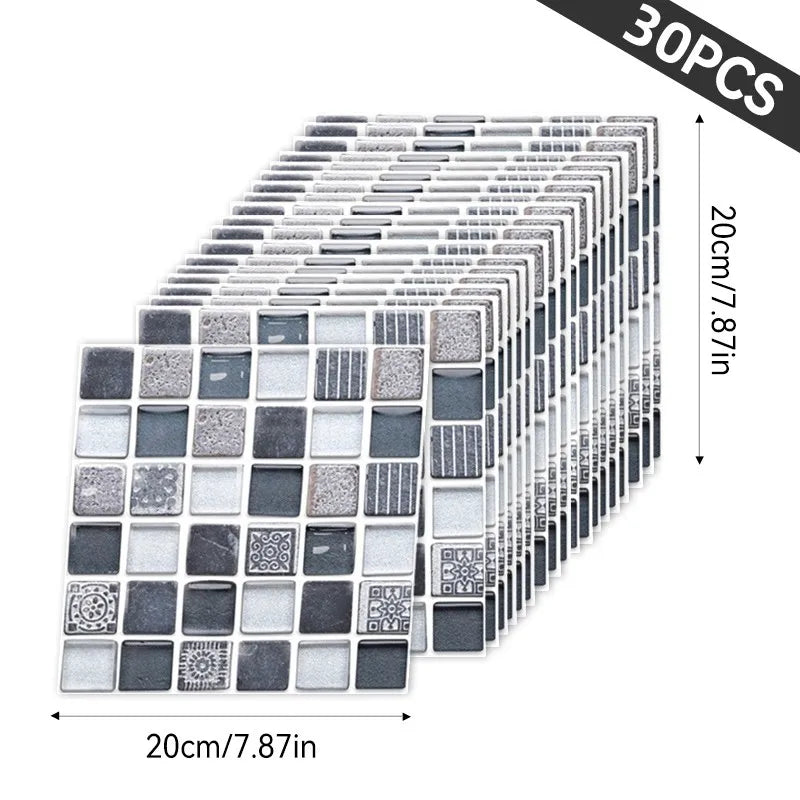 30pcs 3D Wallpaper Stickers, PET Wall Decors, Peel and Stick, Drawer Sticker, Wardrobe Sticker, Kitchen Stickers, Window Sticker