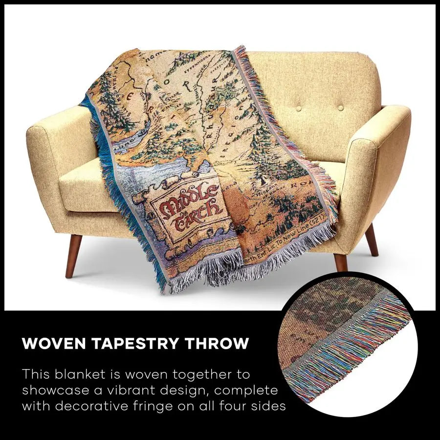 Lord Of The Rings The Hobbit Woven Tapestry Throw Blanket, 48 x 60, Middle Earth