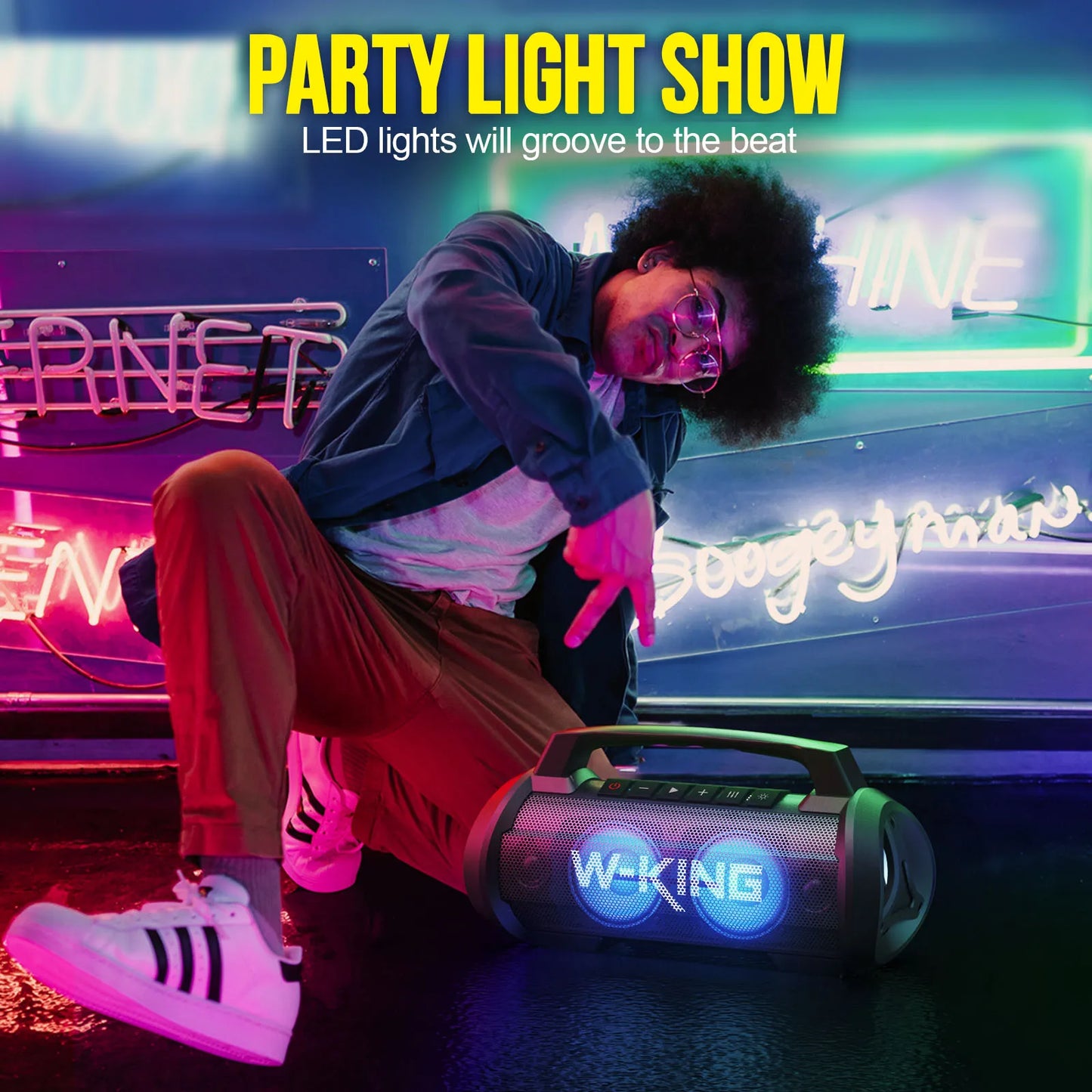 W-KING D10MIC Bluetooth Portable Speaker,70W RMS Wireless Loud IPX6 Waterproof Bluetooth Speakers with Subwoofer/Bass Boost