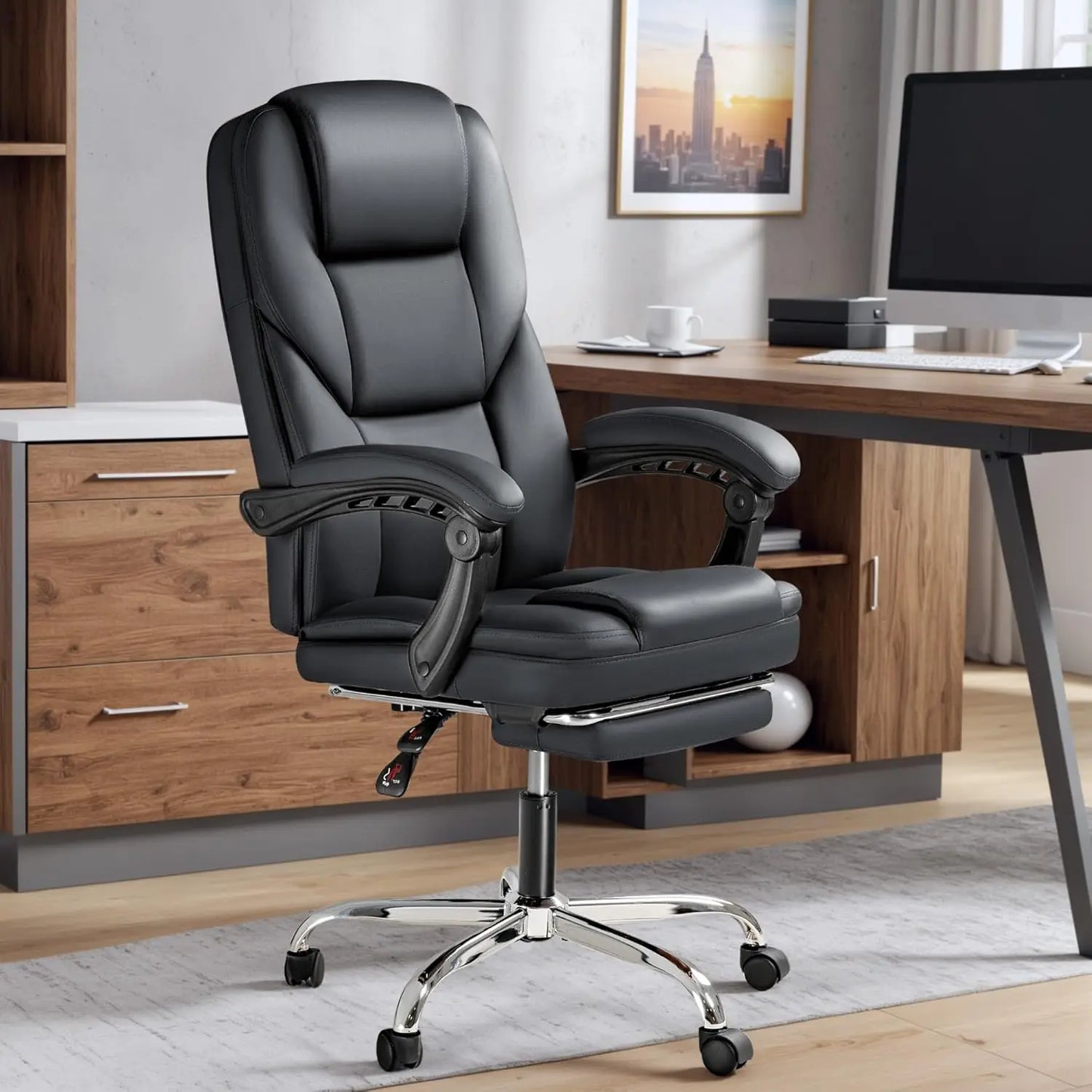 Executive Office Chair with Foot Rest Big and Tall Office Chair Ergonomic Home Office Desk Chairs Reclining High, Customized