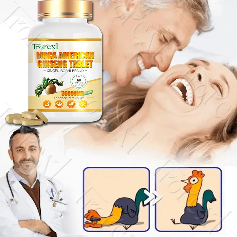 Maca Ginseng Men's Health Tablets Increase Confidence in Bedroom, Vitality Renewal Supplements for Male