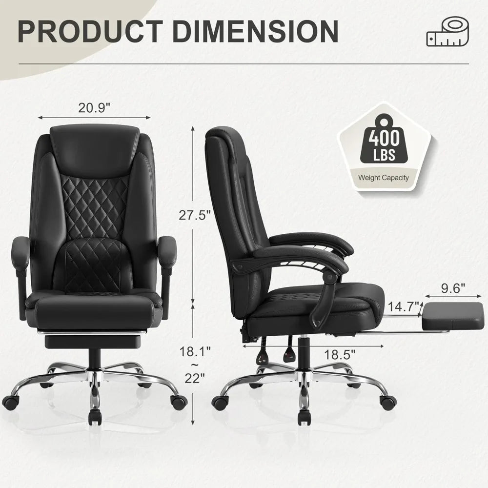 Executive Home Office Chair with Lumbar Support,400lbs Adjustable Ergonomic High Back Office Chair Reclining, Customized