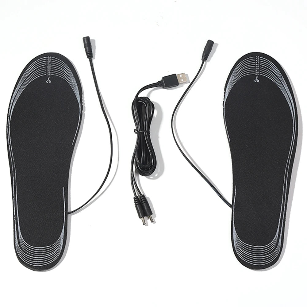 Unisex Electric Foot Warmer Adjustable Temperature USB Heated Insoles Winter Electric Heated Sock Pad for Outdoor Camping Hiking