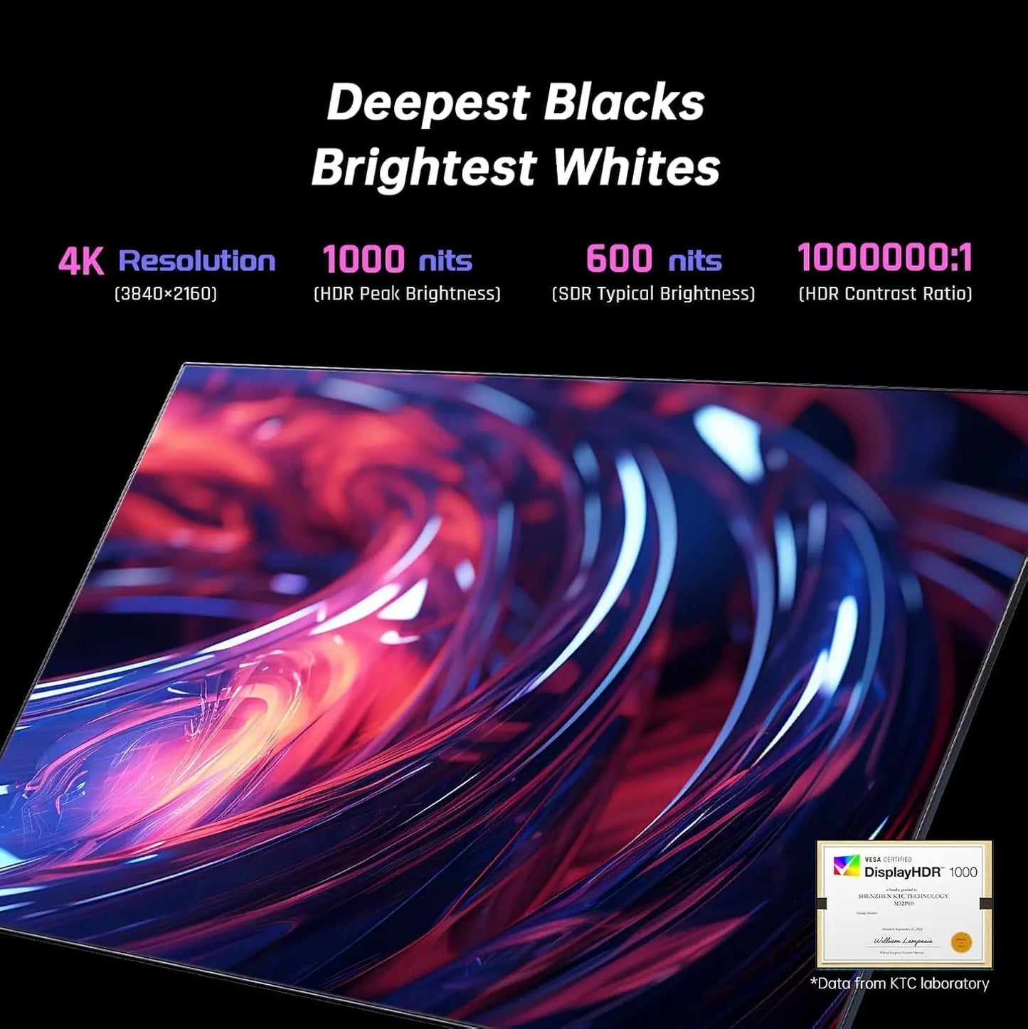 KTC 32 Inch 4K Mini LED Monitor, Fast IPS, HDR1000 144Hz 1ms MPRT Gaming Monitor,Type-C 45W