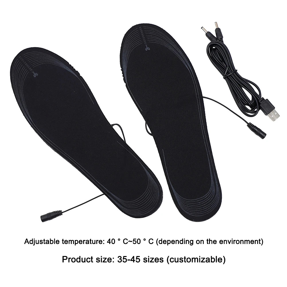 1-4Pair Heated Shoe Insoles USB Rechargeable Adjustable Cuttable Washable Foot Warm Pad for Winter Fishing Hiking Camping Skiing