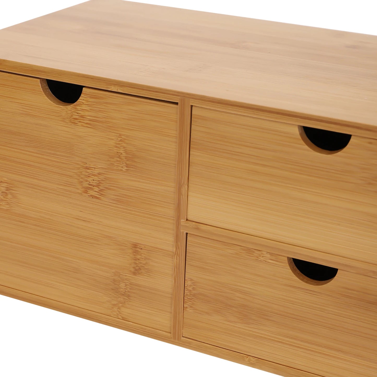 Bamboo Desk Organizer, 3 Drawers, Eco-Friendly Material, Stylish Storage for Office Supplies, Perfect for Desktop Organization
