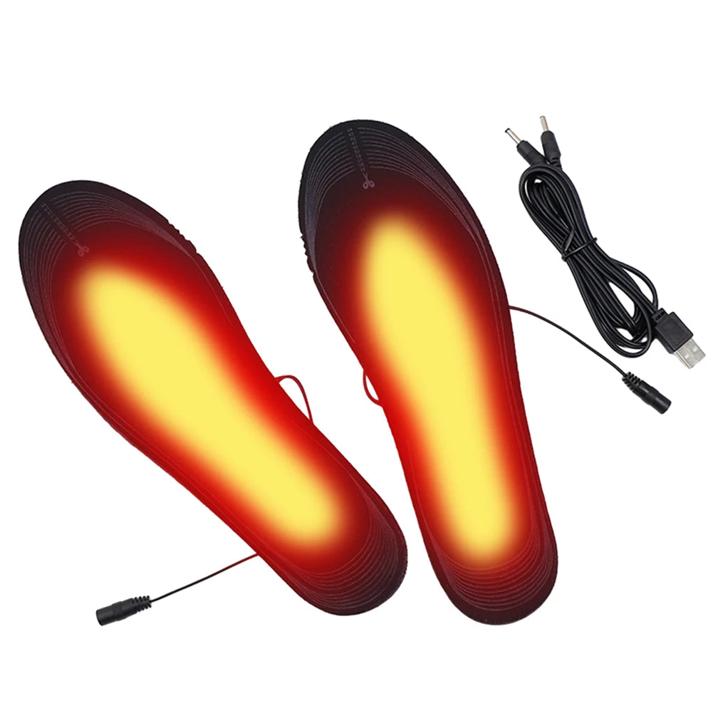 Unisex Electric Foot Warmer Adjustable Temperature USB Heated Insoles Winter Electric Heated Sock Pad for Outdoor Camping Hiking