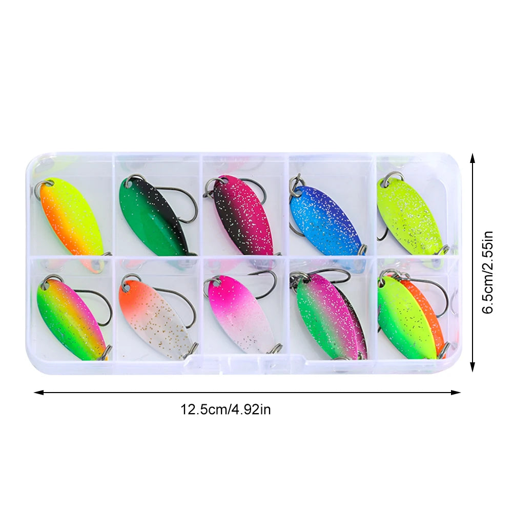 12Pcs Realistic Trout Bait with Single Hook Artificial Trout Spinner Lure Spinner Spoon Fake Trout Bait for Freshwater Saltwater