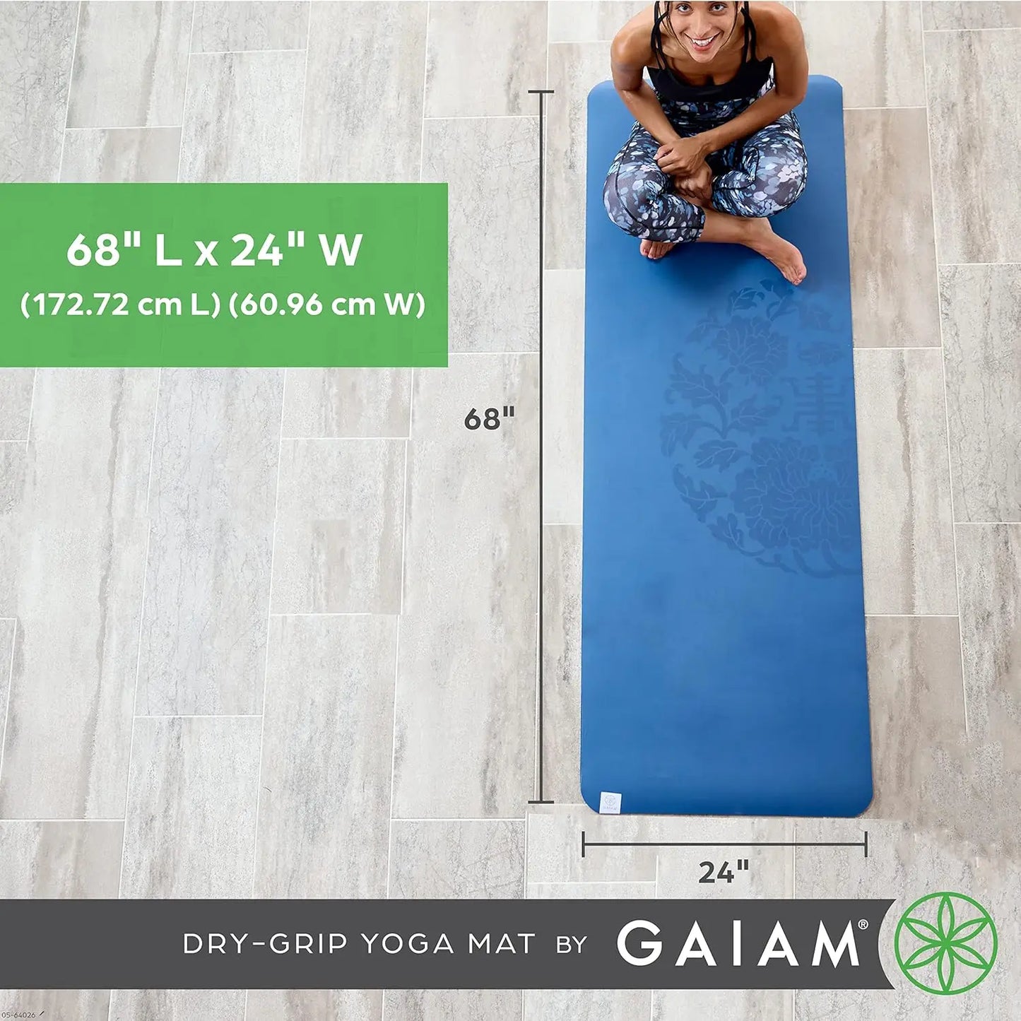 5mm Thick Non-Slip Yoga Mat for Hot Yoga, Pilates & Workouts - 68x24 Inches, Cushioned Support