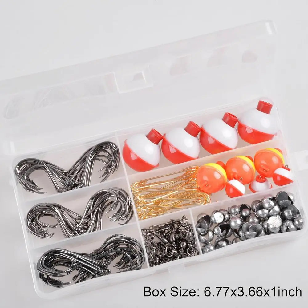 Essential 200-Piece Fishing Kit: Hooks, Bobbers, Tackle for Freshwater Fishing