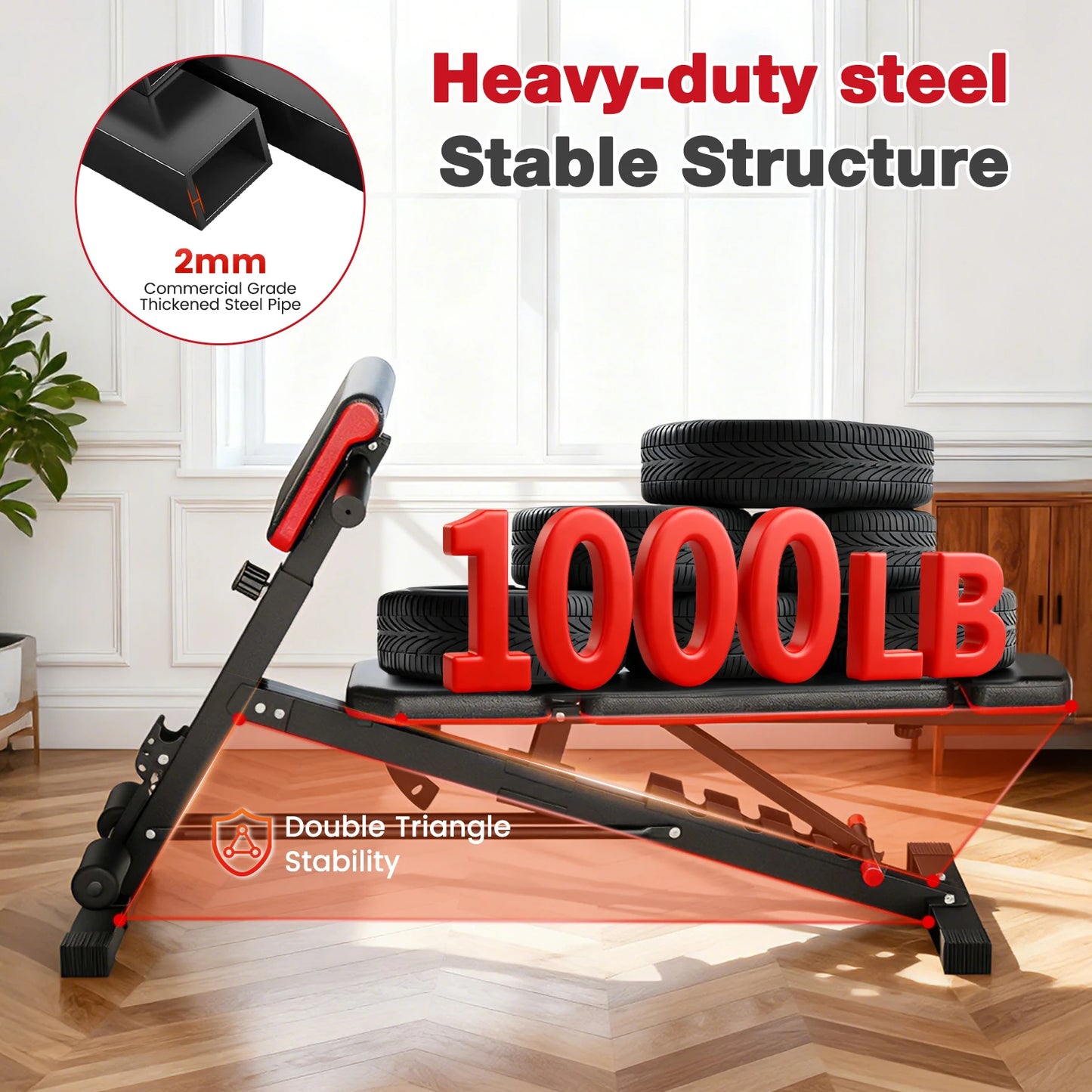 Dumbbell Bench Roman Chair Adjustable Foldable Training Weight Bench Weightlifting Exercise Abdominal Waist Fitness for Home Gym