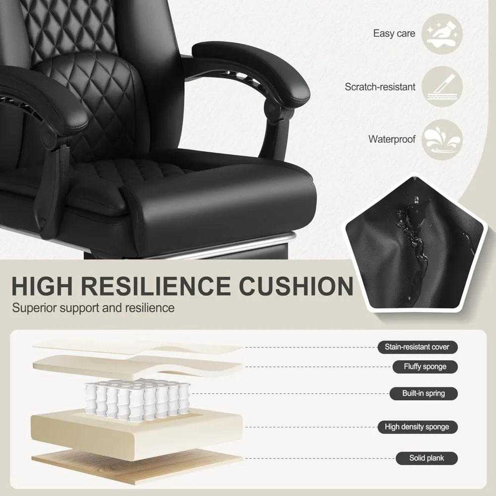 Executive Home Office Chair with Lumbar Support,400lbs Adjustable Ergonomic High Back Office Chair Reclining, Customized