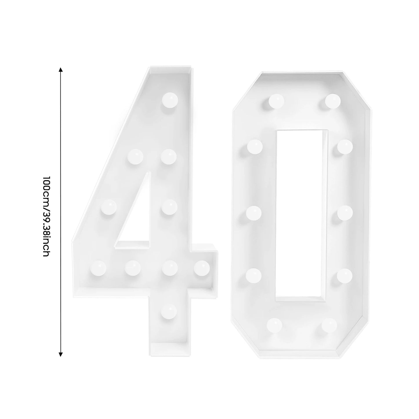 30/40/50/60 Giant number Led Light 100cm DIY Birthday Number Anniversary Decor For Home Wedding Party Birthday Christmas