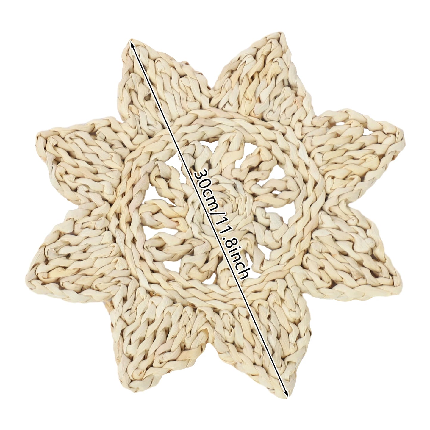 12 Pack Round Woven Placemats Heat Resistant Table Mats Natural Corn Husk Dining Tableware Place Settings for Home Restaurant