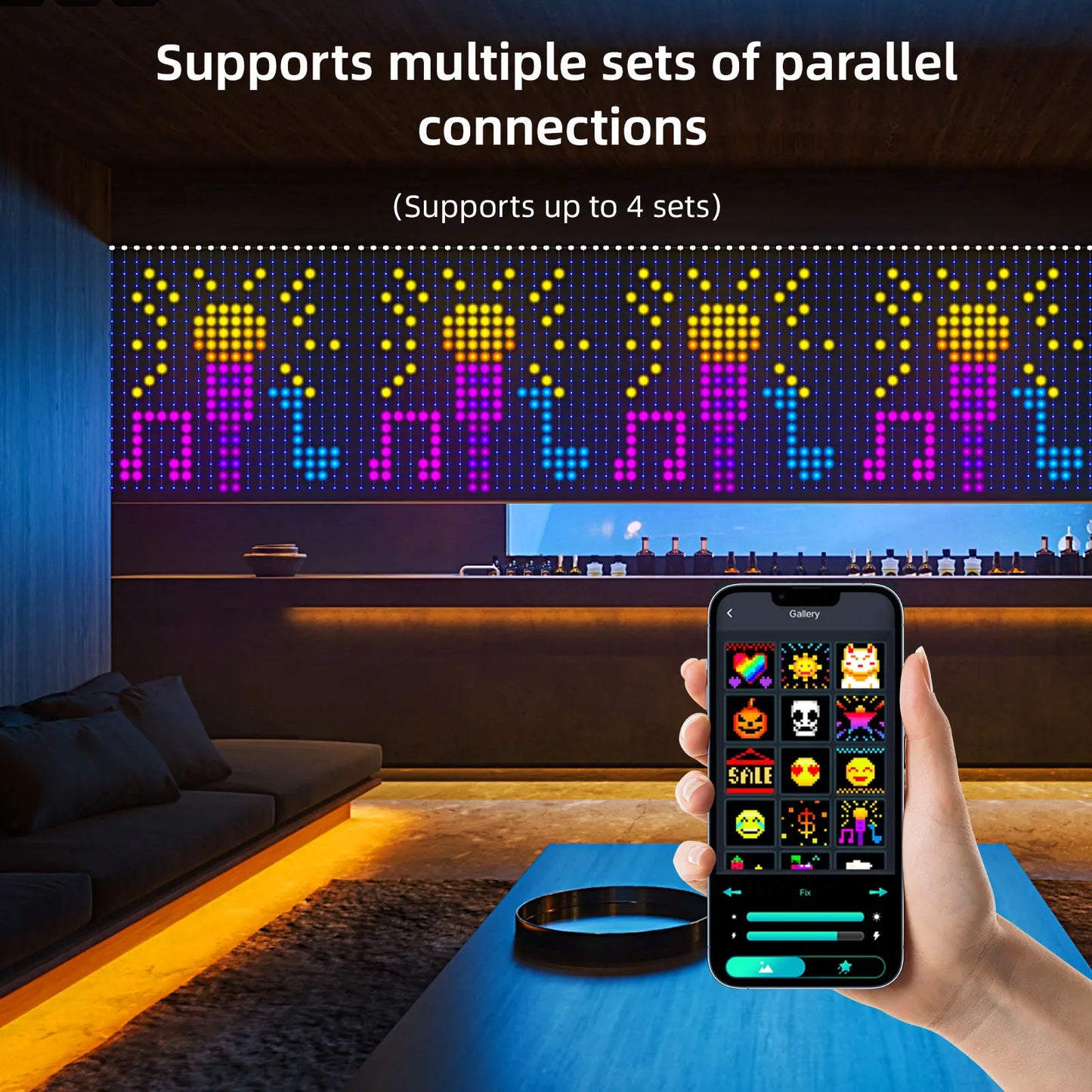 Smart LED Curtain Light APP Control RGB Dimmable DIY Pattern Music Ambient Lighting For Home Holiday Party Christmas Decoration