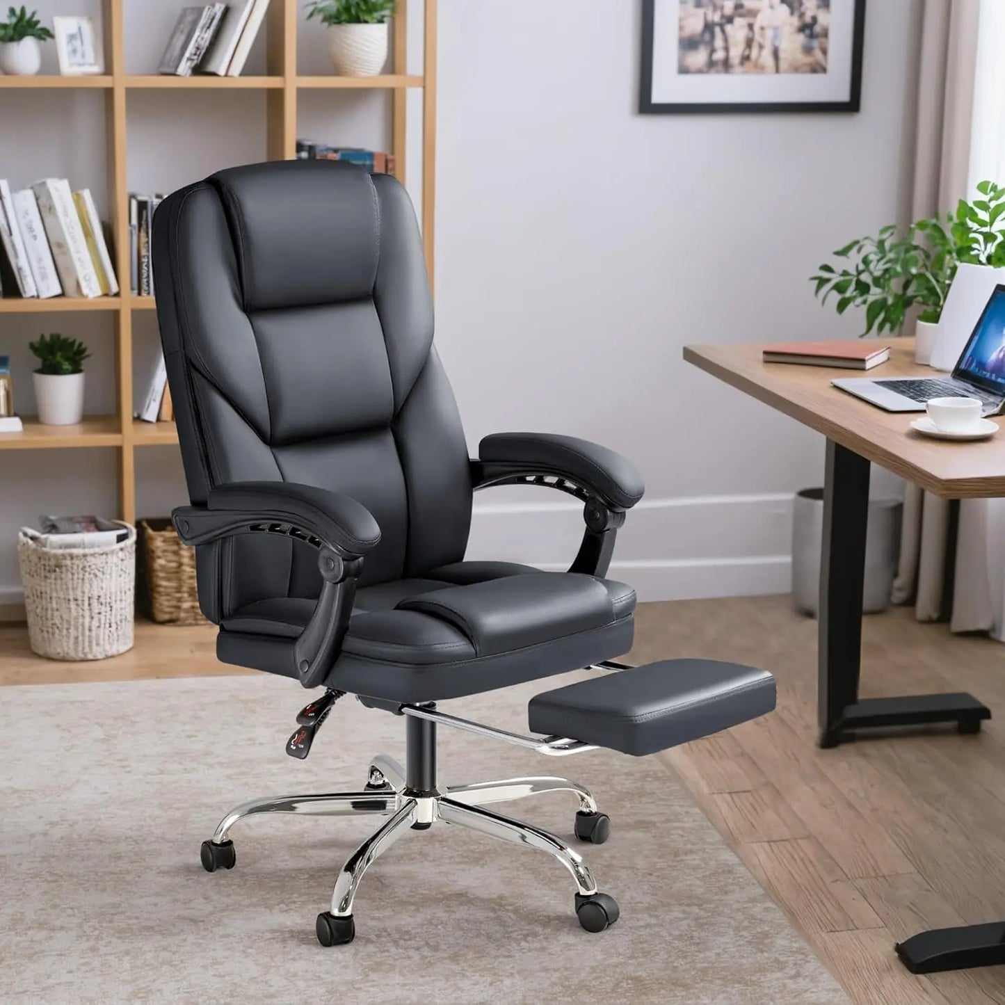 Executive Office Chair with Foot Rest Big and Tall Office Chair Ergonomic Home Office Desk Chairs Reclining High, Customized
