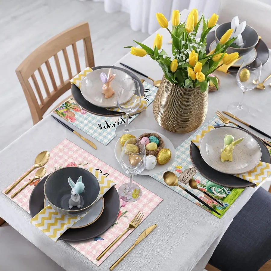 Easter Placemats Set of 4 Easter Placemats 12x18 Ih for Dining Table By Rabbit Place Mats Farmhouse Table Decor Rustic Table Ma