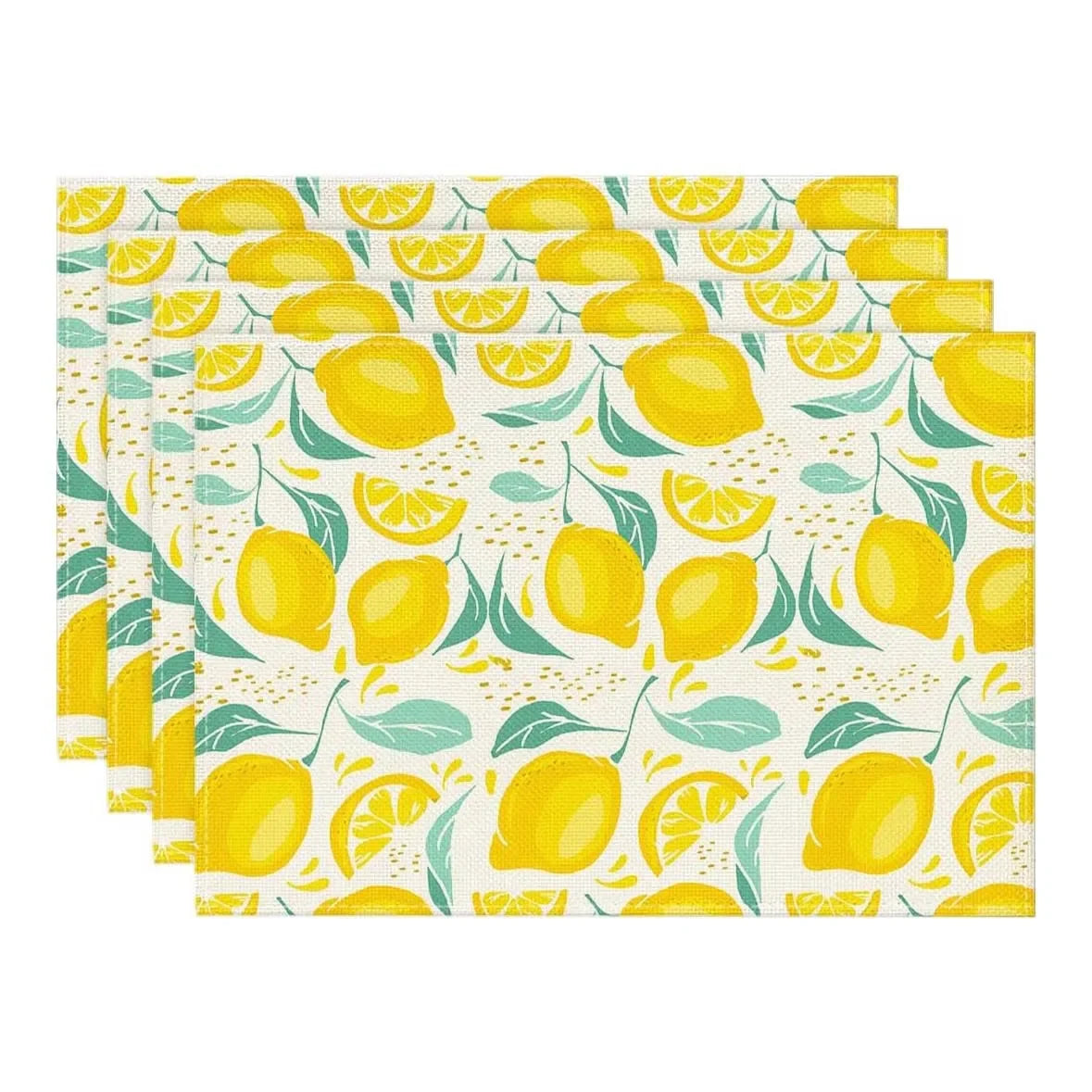Yellow Checks Vase Lemon Summer Placemats 12 X 18 Inch Seasonal Spring Table Mats for Holiday Party Kitchen Dining Decoration