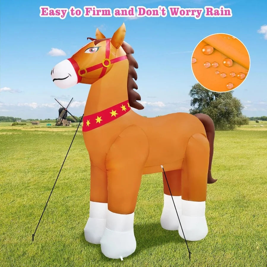 Giant 9FT Tall Clydesdale Horse Inflatables Christmas Farm Spring Blow up Animals Outdoor Decoration Built-in 5 LED Lights for