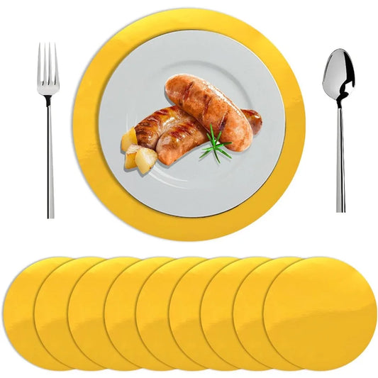 15 Pcs Gold Paper Placemats 13'' Disposable Placemats for Dining Table Heavyweight Sparkle Decorative Round Place Mats for Birt