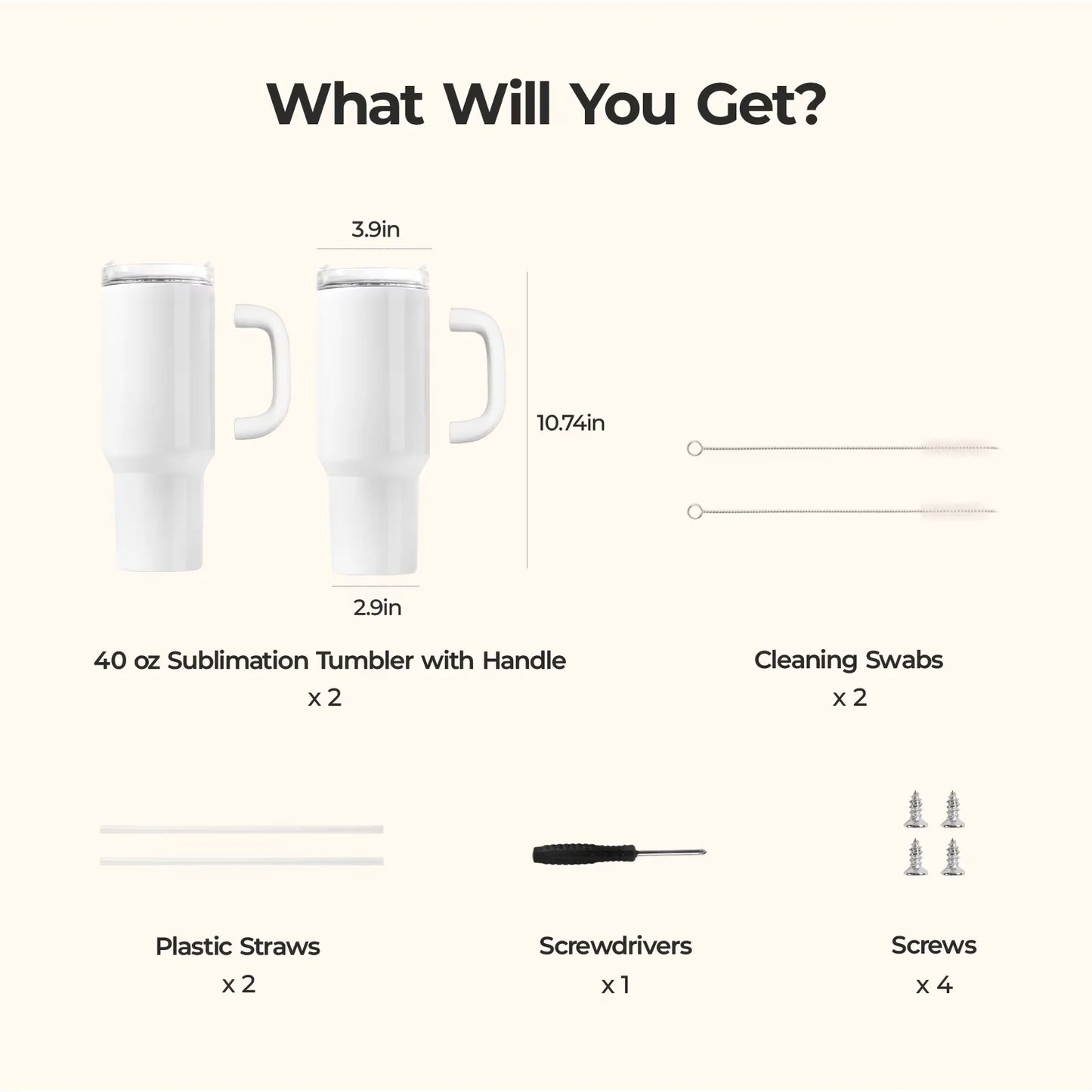 HTVRONT 8 Pack Sublimation Tumblers 40oz with Handle and Straw Lid Blanks Stainless Steel Insulated Large Tumbler Bulk Coffee