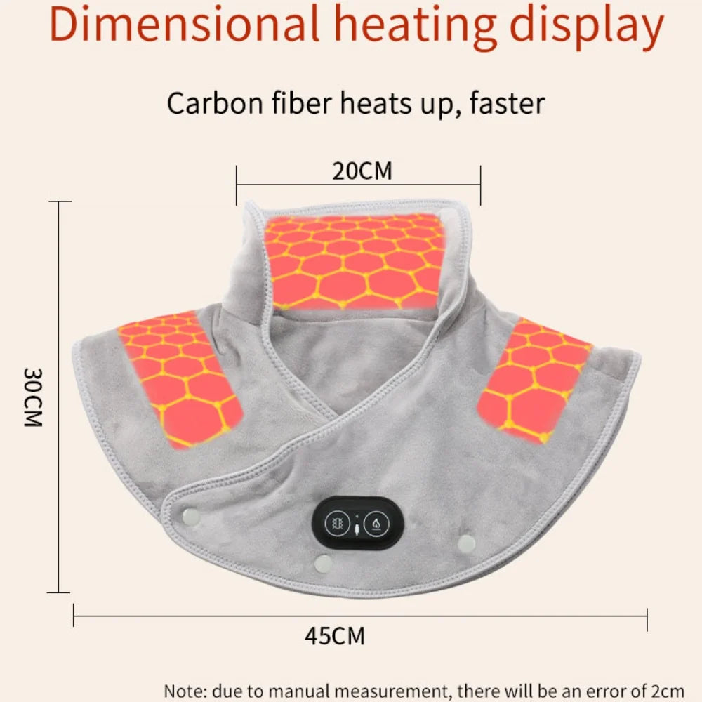 Neck Massager Brace Electric Heating Shoulder Pad 3Level Temperature Control Hot Compress Cervical Shawl Muscle Relax Heath Care