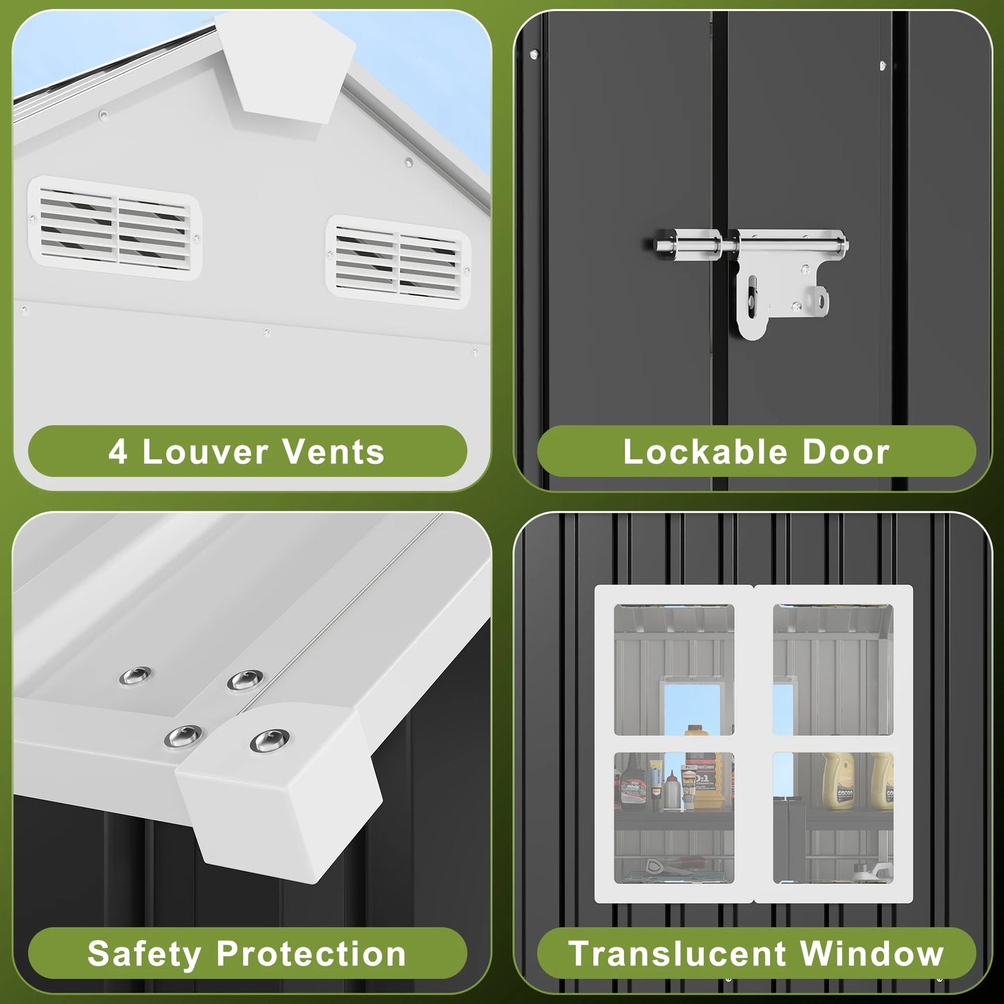 Polar Aurora 12x20 FT Outdoor Metal Storage Shed with Window, Lockable Garden Tool Shed, Heavy-Duty Frame, Backyard Patio Black