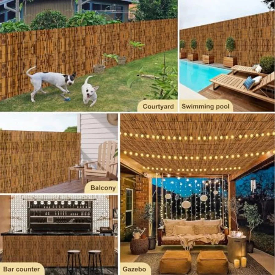 Reed Fencing RollsPatio Privacy Screen Decorative Bamboo Fence Rolls for Patio Balcony Garden Backyard Outdoor 6x16FT 2Pcs