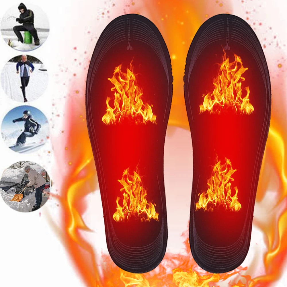 Unisex Electric Foot Warmer Adjustable Temperature USB Heated Insoles Winter Electric Heated Sock Pad for Outdoor Camping Hiking