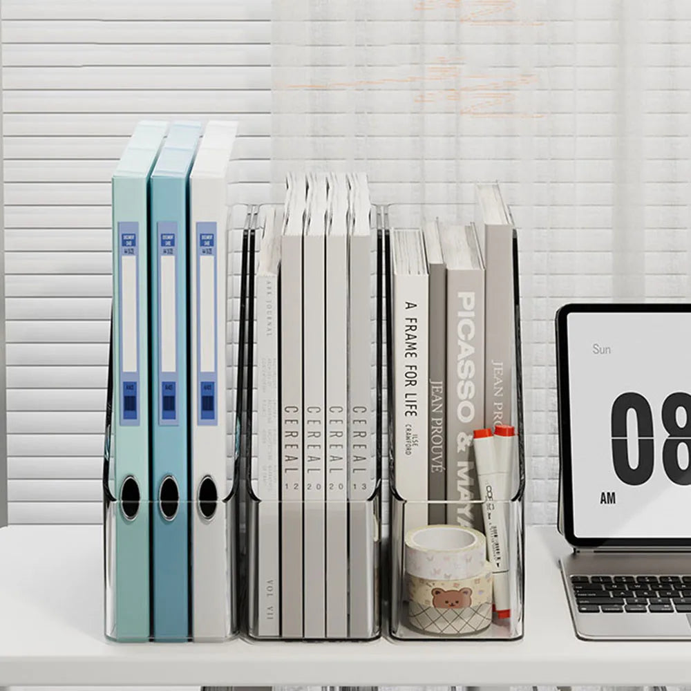 1/2pcs Desktop File Folder Book Magazine Holder Plastic Desk Document Paper Organizer Vertical Storage Rack Office Stand Shelf