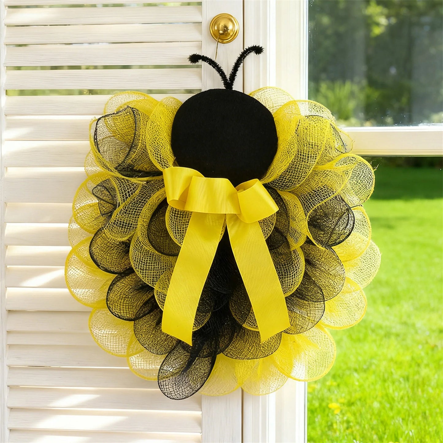 Spring Floral Wreath with Bunny and Eggs Decoration for Front Door Easter Decorations and Party Supplies
