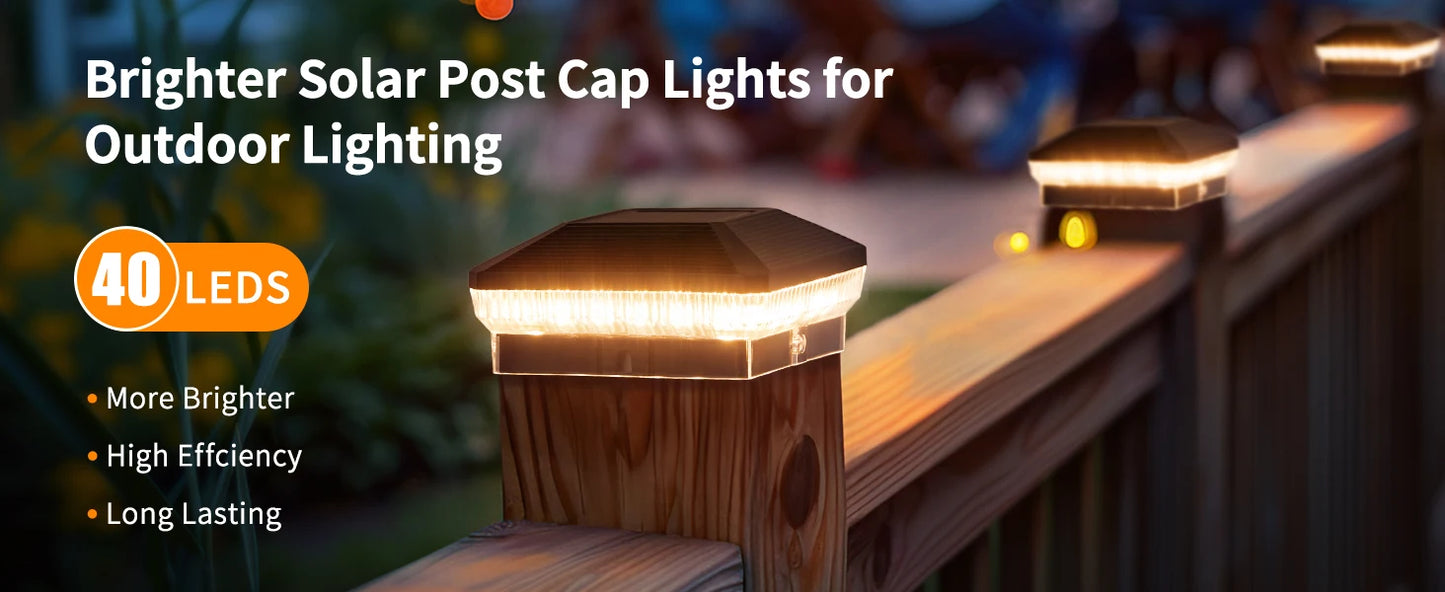 6/12 Pack 4x4 Solar Post Lights Outdoor, 40 LEDs 30 Lumens Fence Post Solar Lights Outdoor with 3 Modes