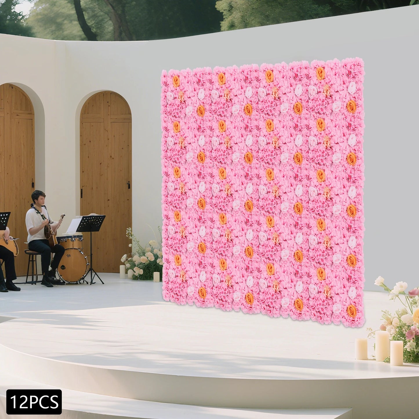 12 Pieces Artificial Plant Flower Wall 60x40cm Decorative Greenery for Wedding Sites Photography Studios Clothing Stores