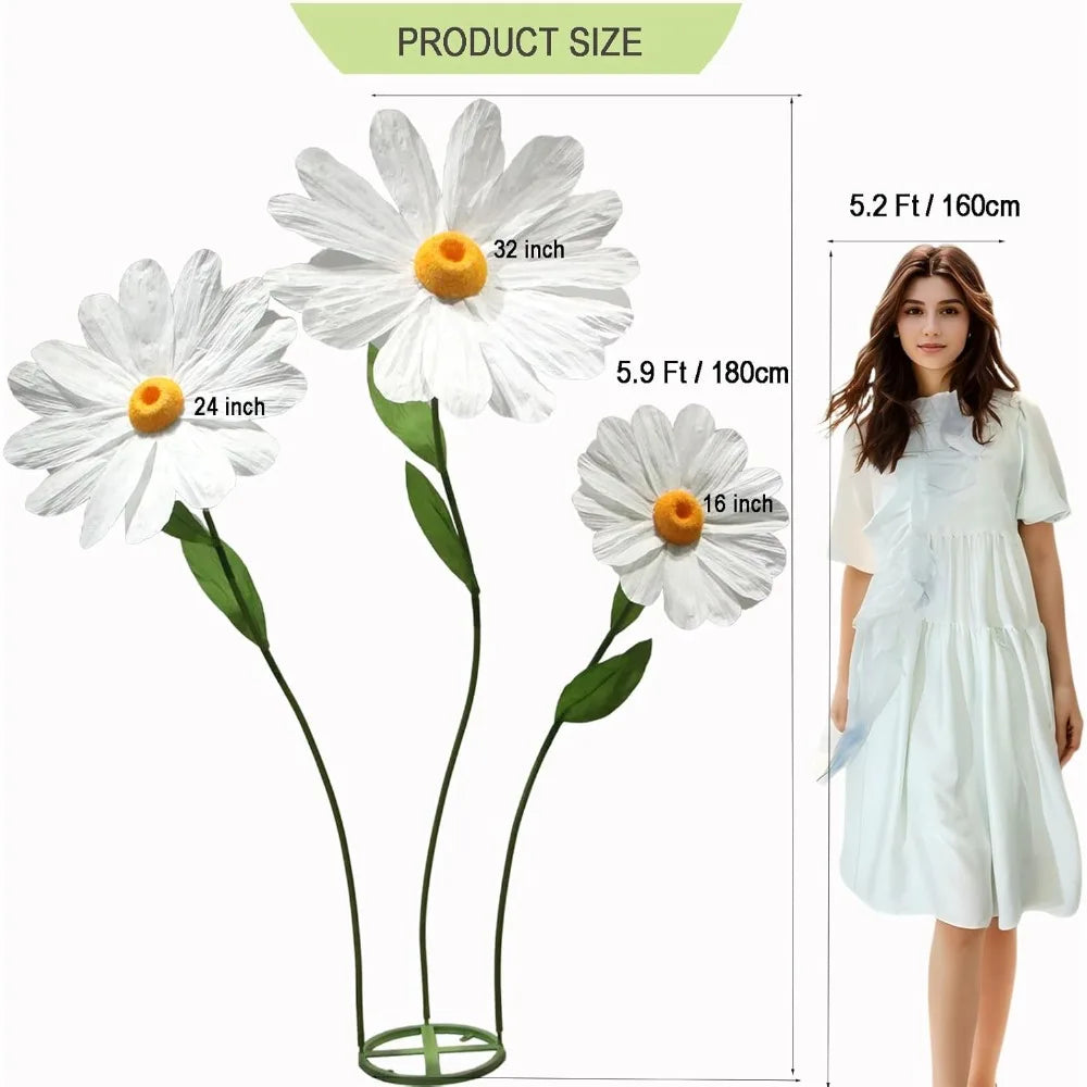 Daisy Flowers Artificial 5.9 Ft Giant Paper Flowers Decoration Big Flowers Decor for Birthday Party Garden Office Home Wedding