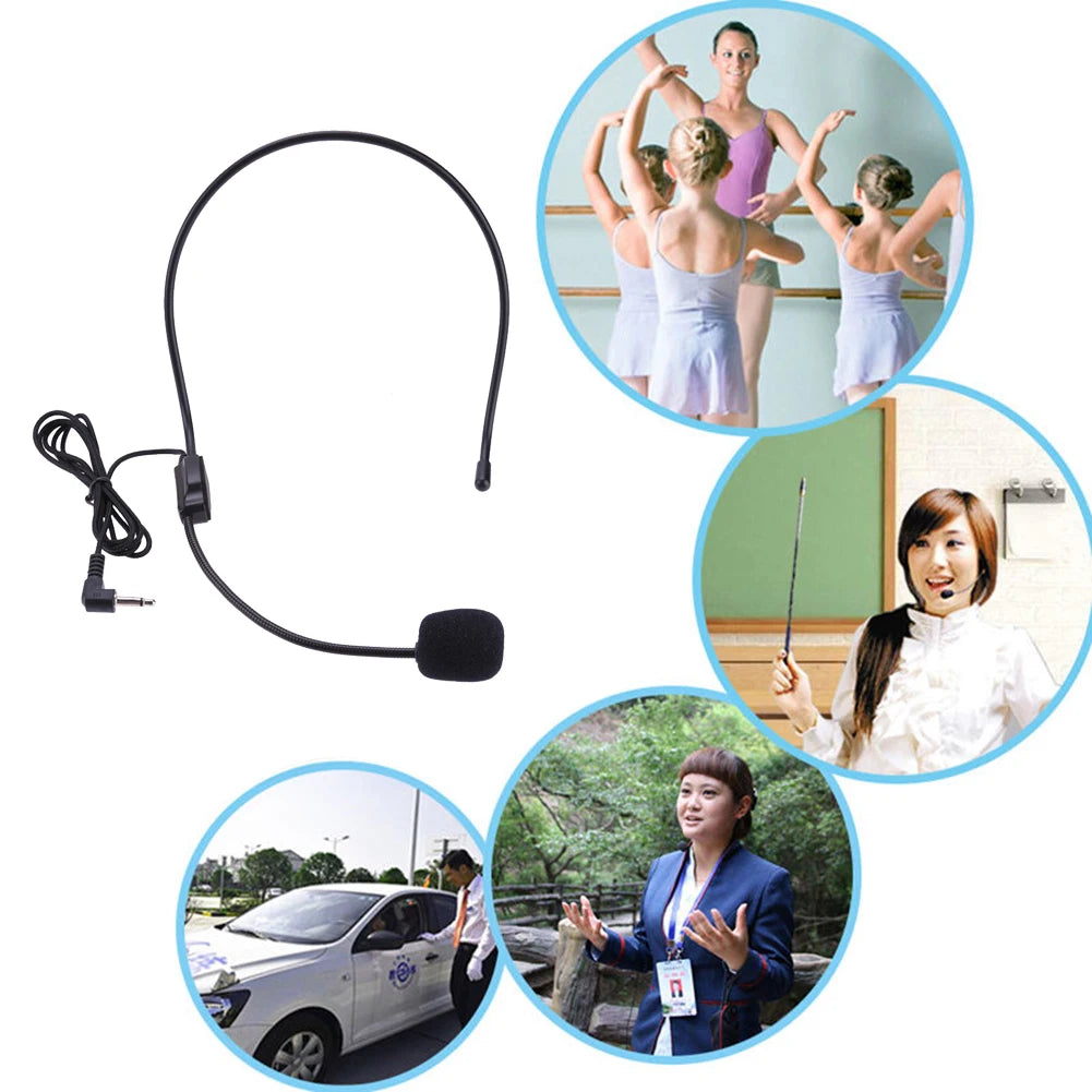 3.5mm Plug Guide Lecture Speech Microphone Head-mounted Portable Wired Microphone Voice Amplifier Over Head for Teaching Meeting