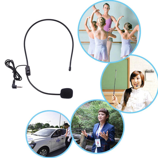 3.5mm Plug Guide Lecture Speech Microphone Head-mounted Portable Wired Microphone Voice Amplifier Over Head for Teaching Meeting