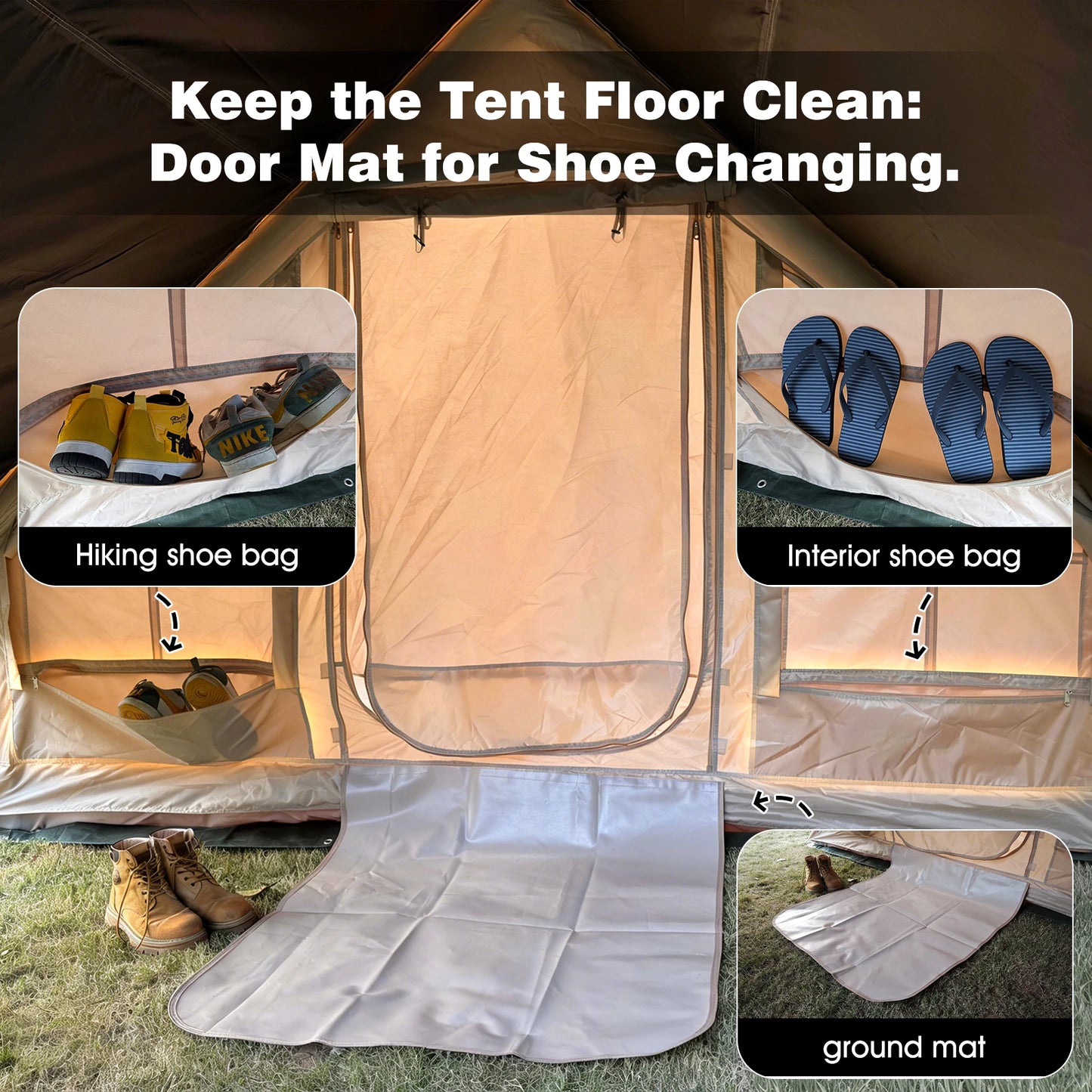 Inflatable Camping Tent 8-10 Person,129 Square Feets Large Inflatable Camping Tent with Stove Jack,Blow up Tent with AC Vent