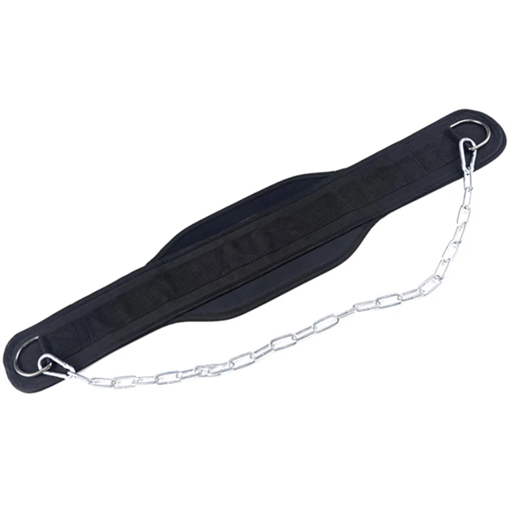 Weight Lifting Belt with Chain Neoprene Weightlifting Back Support Strap Weight Lifting Dip Belt for Weightlifting Pull Ups Dips