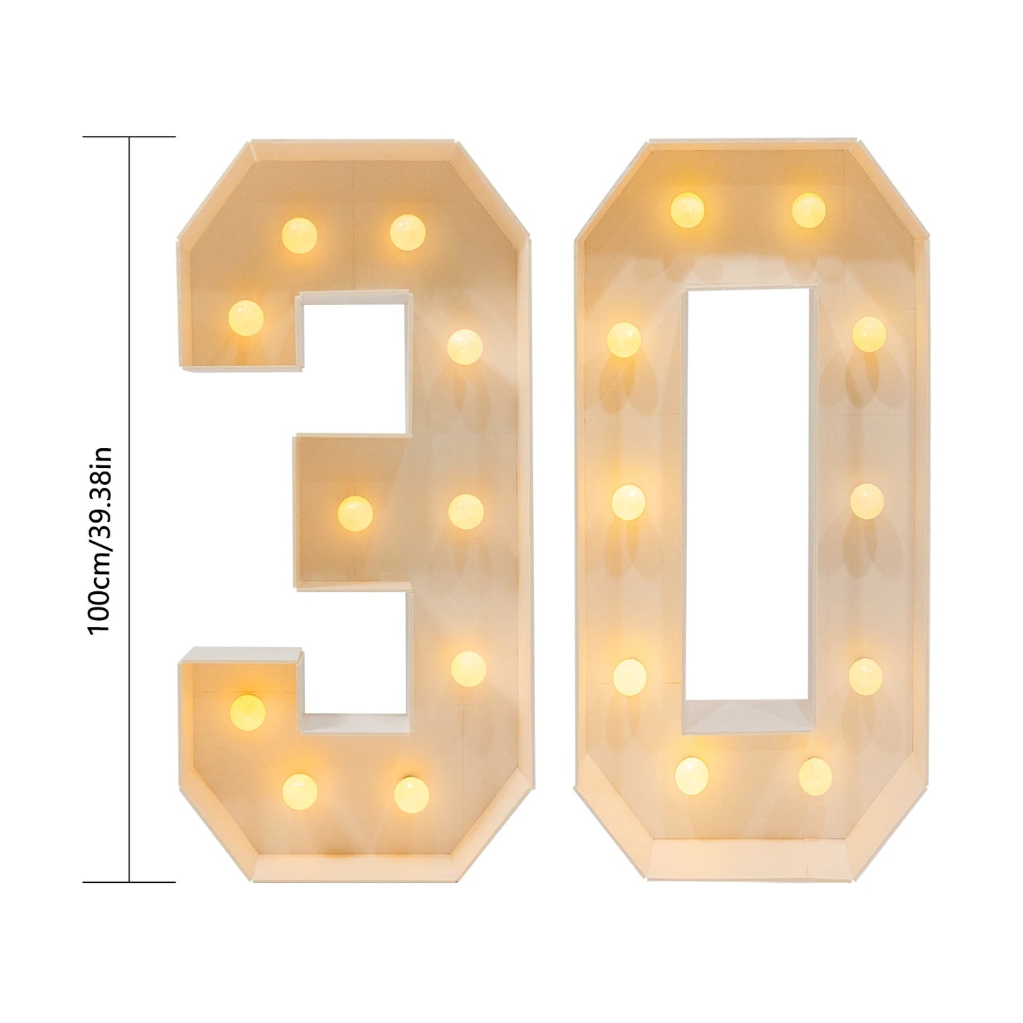 30/40/50/60 Giant number Led Light 100cm DIY Birthday Number Anniversary Decor For Home Wedding Party Birthday Christmas